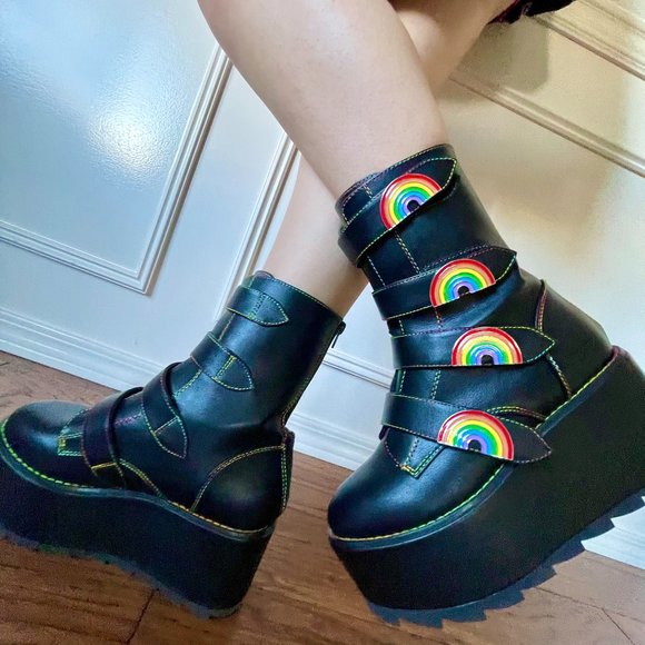 YRU Karma Rainbow Platform Boots - Picture 1 of 9